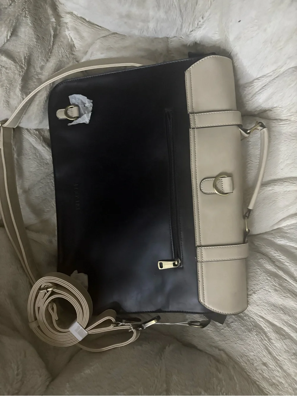 ECOSUSI leather Cream and Mustard labtop bag